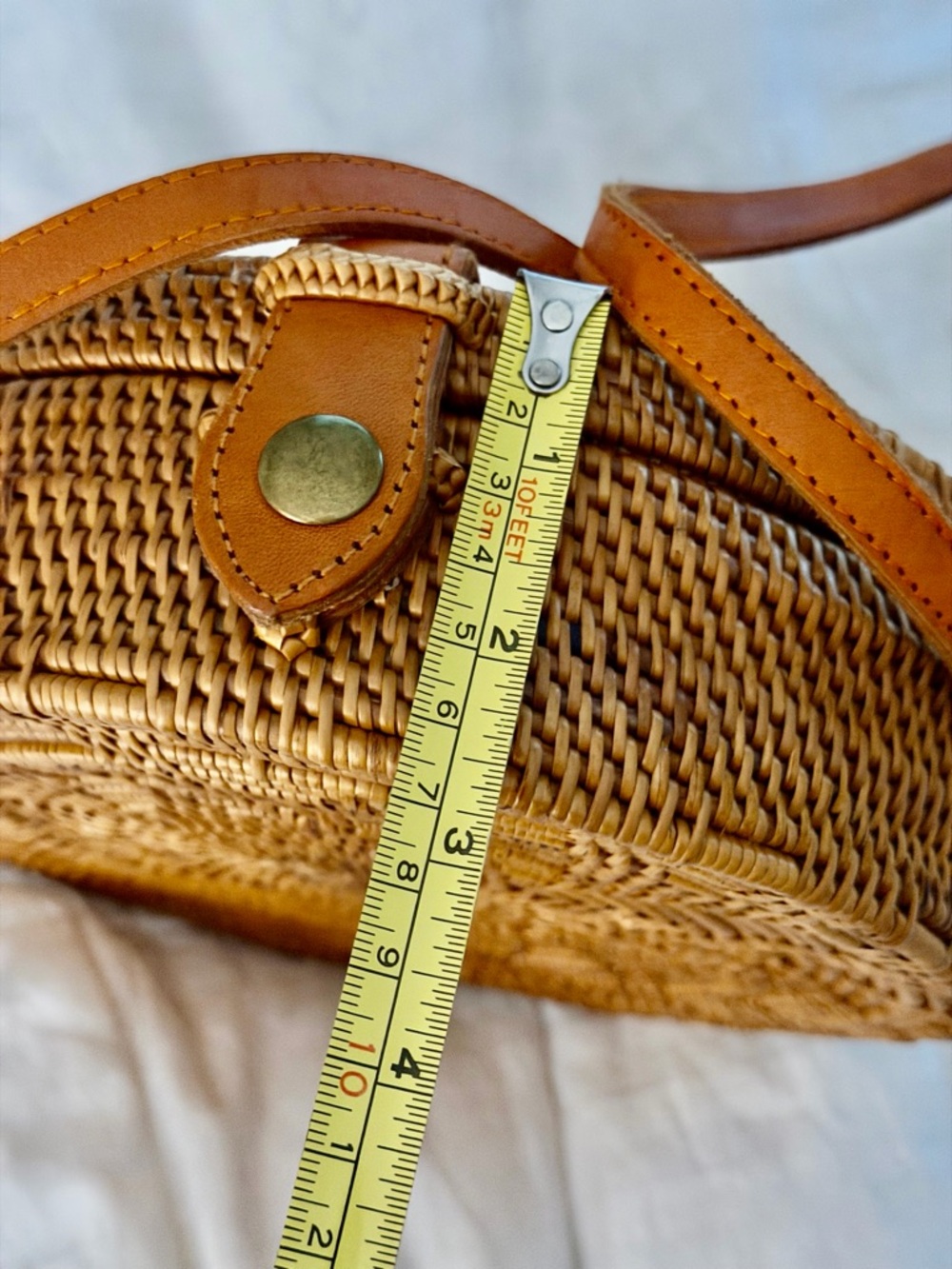 Bali Round Straw Crossbody Bag - Natural Straw - Picture 8 of 12